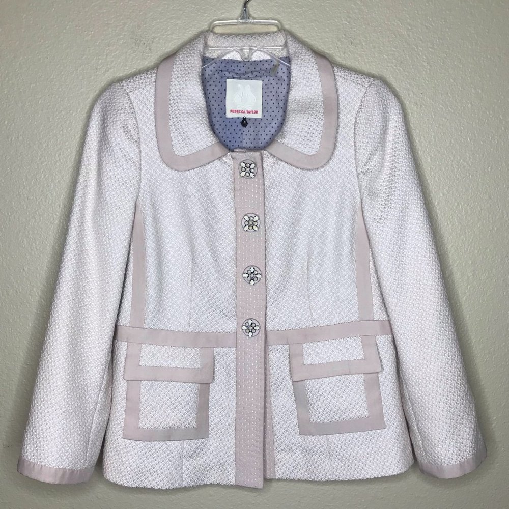 REBECCA TAYLOR Ivory Jacket with Jeweled Buttons